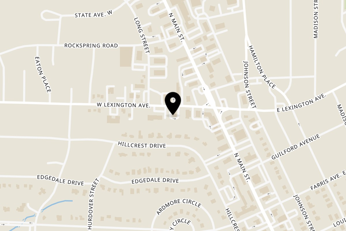 Map showing the location of Mayberry Ice Cream Restaurants High Point on 131 W Lexington Ave in High Point